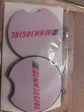 BMW BimmerGirl Pink Round Logo Car Coaster Set